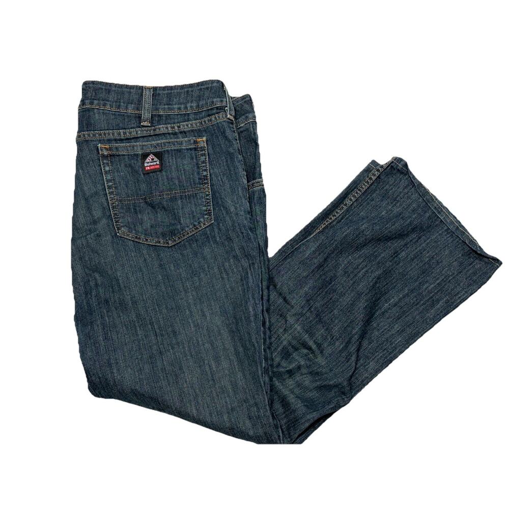 Bulwark Fr Jeans Mens 42x28 Blue Denim Protection CAT2 Comfort Straight Leg